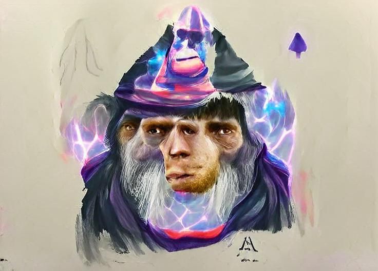 portrait of ape that looks like wizard