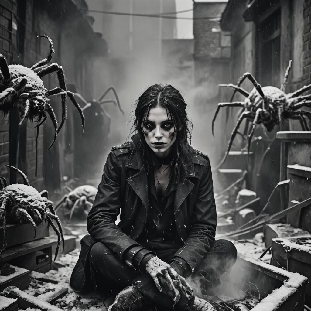 fog. smoke. mist. rain. dust. building debris. black and whi...