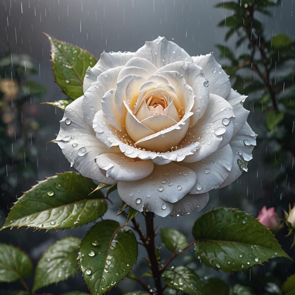 A Rose in the Rain  by @Kunekeda