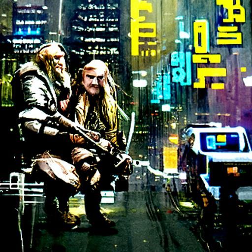 Cyberpunk Gimli and Legolas