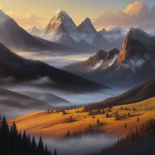 Vast Mountain Landscape at Golden Hour