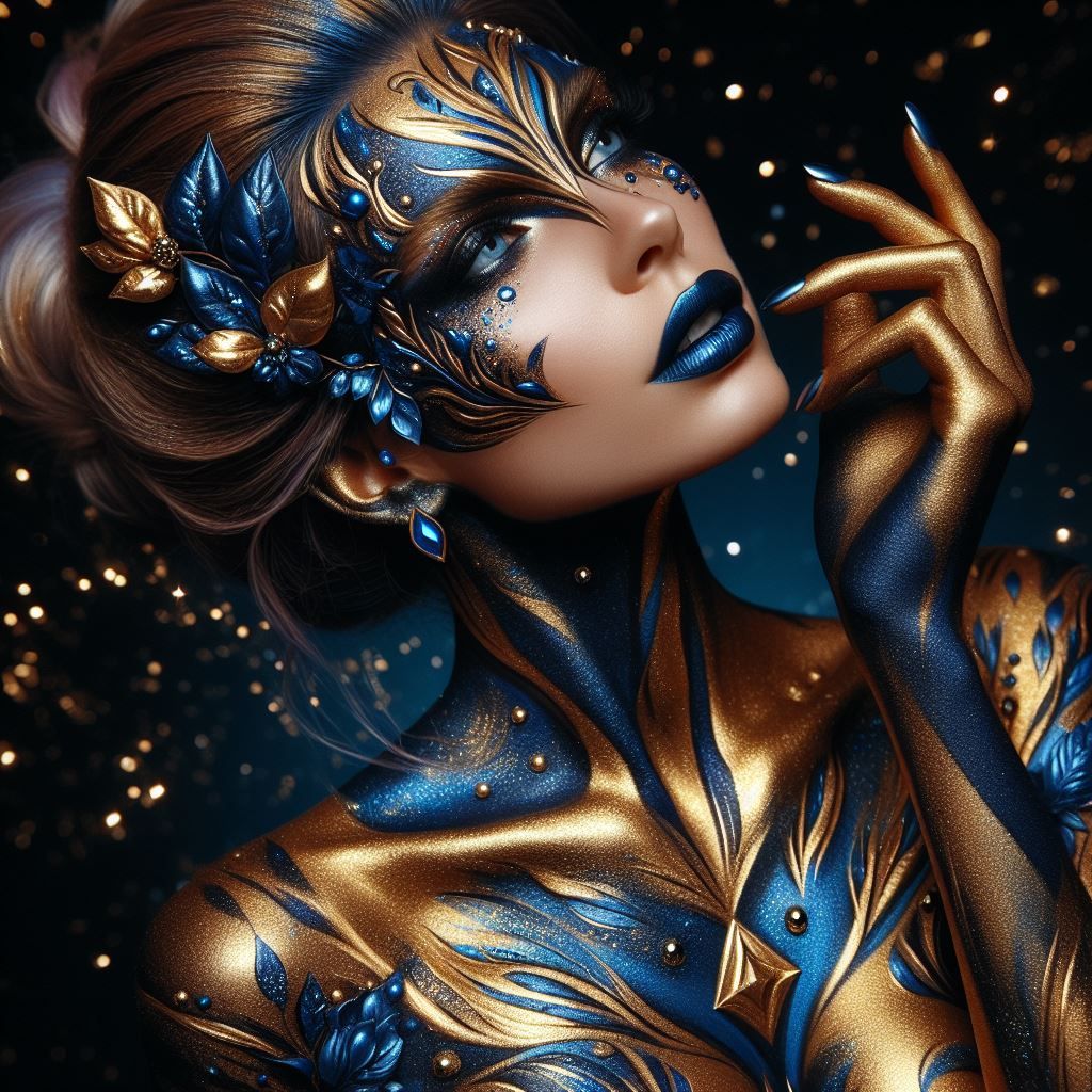 Sapphire and Gold Body Paint