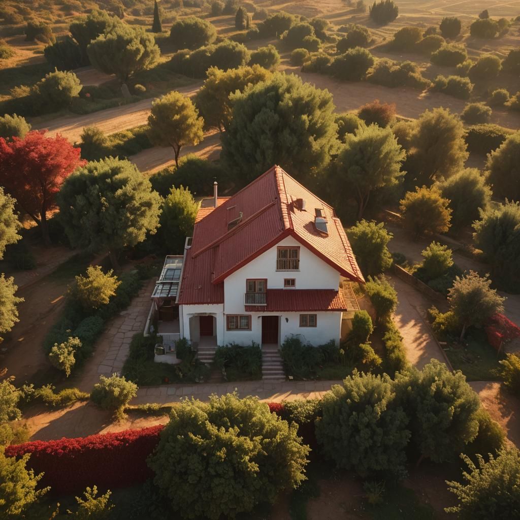 A small house with a red roof in Moshav