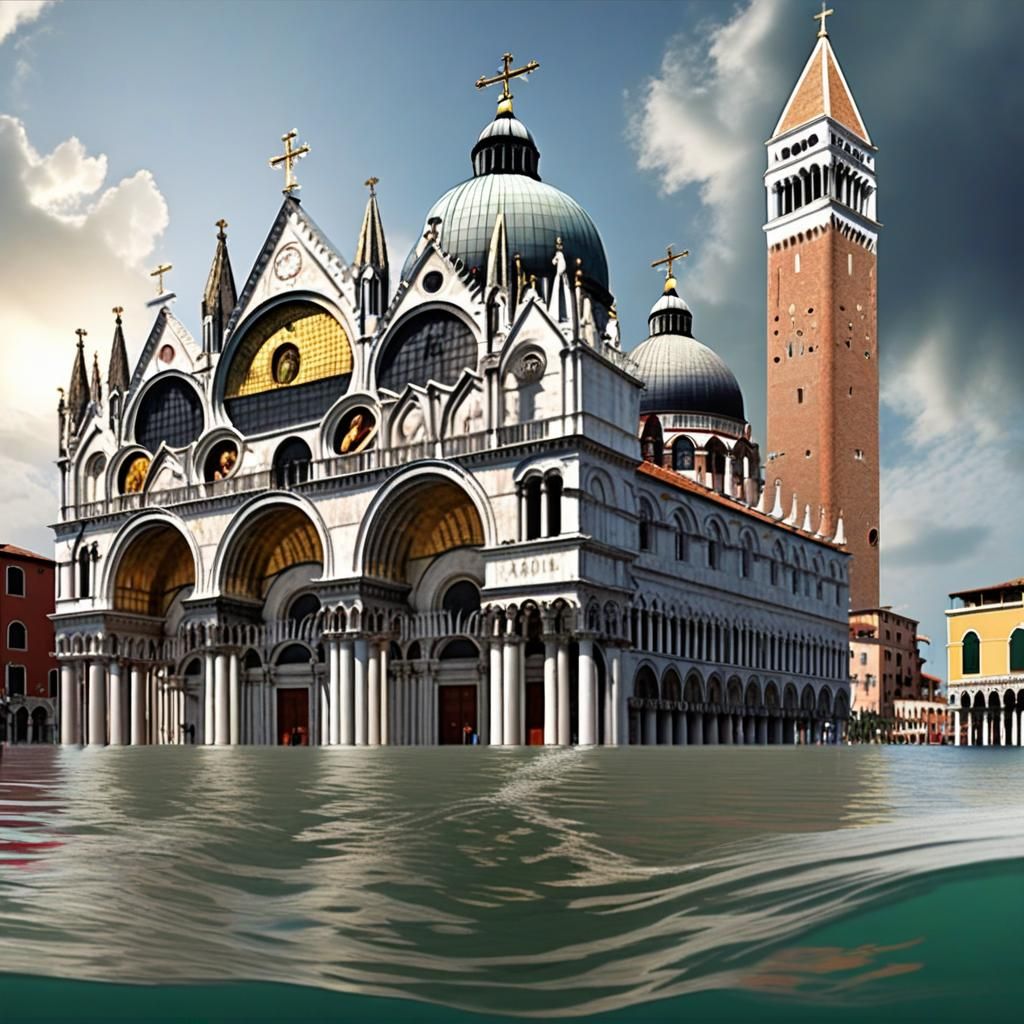 The Basilica of St. Mark Flooded by rising oceans