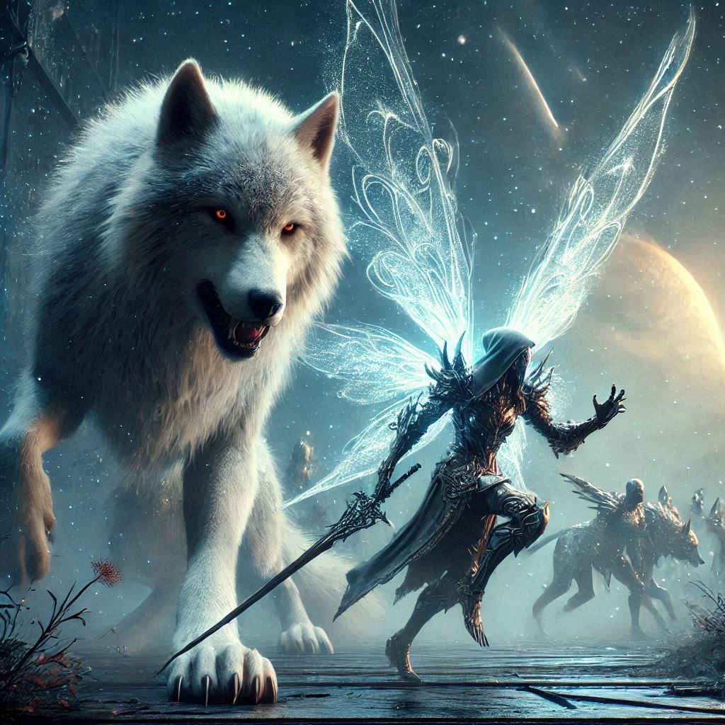 sci-fi wolf and fairy.