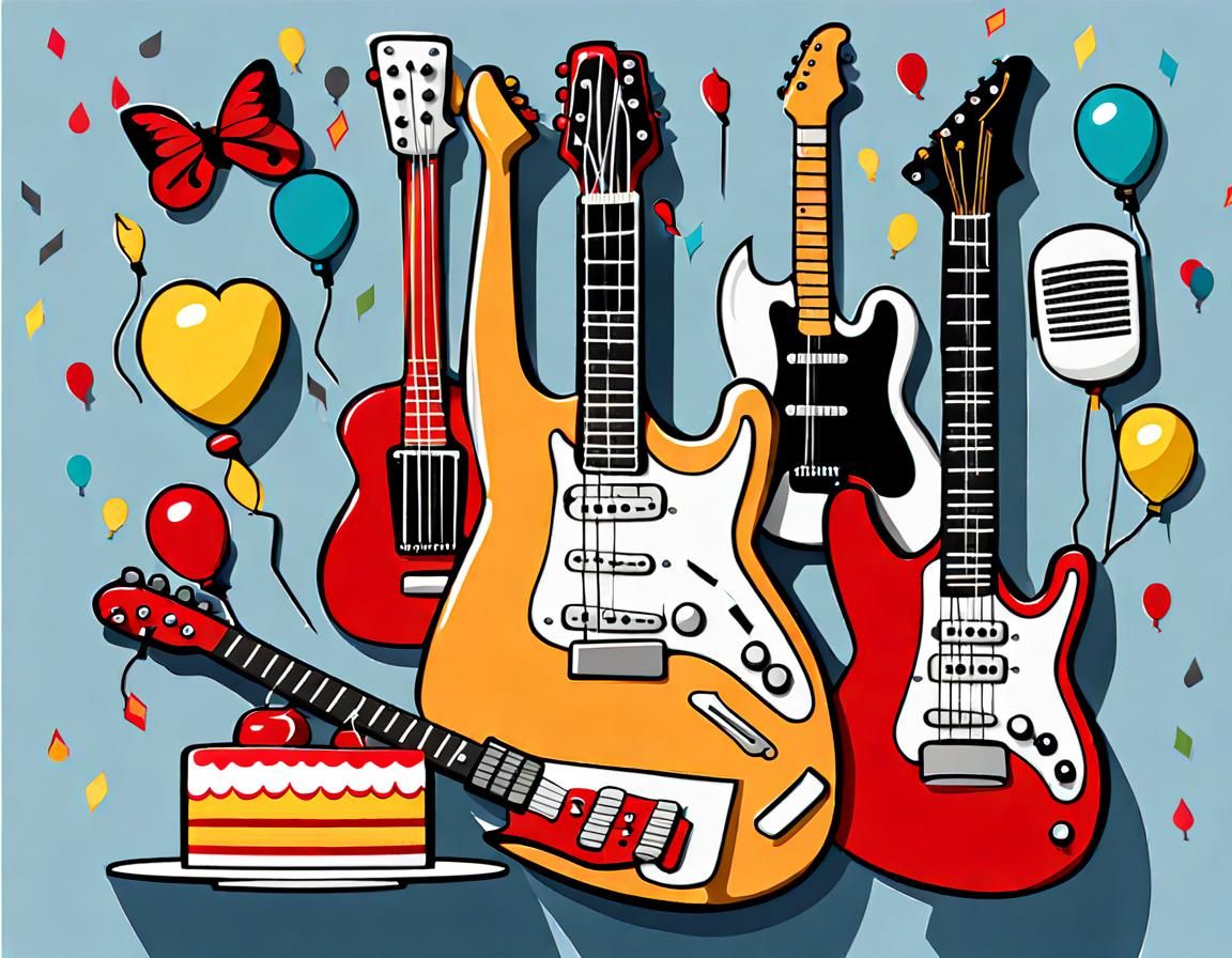 Birthday Cake Electric Guitar Card Ai Generated Artwork Nightcafe Creator