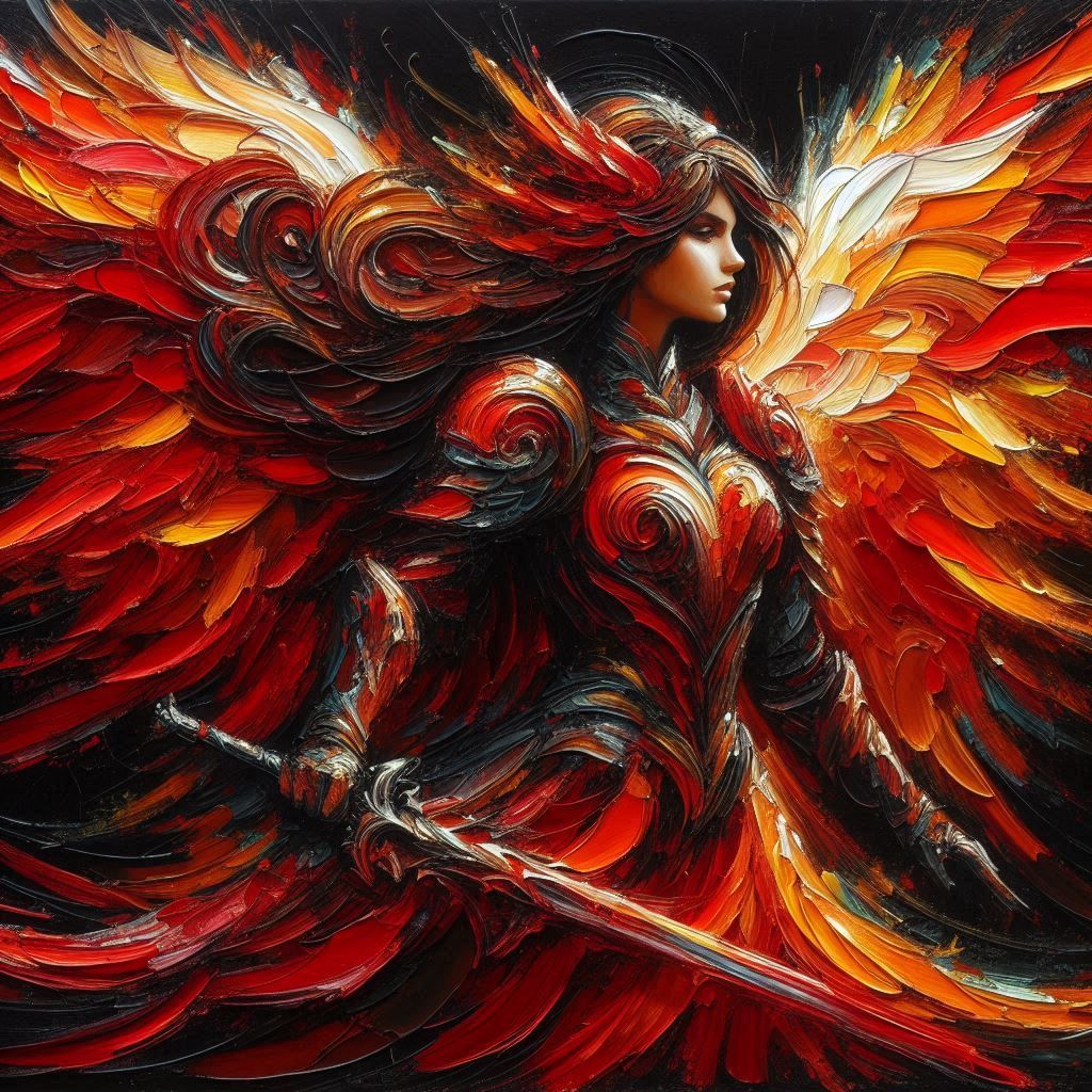 Impasto painting of an angel