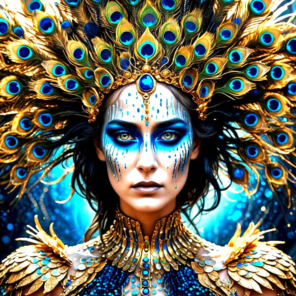 Envision a majestic dragon in the form of a beautiful woman,...