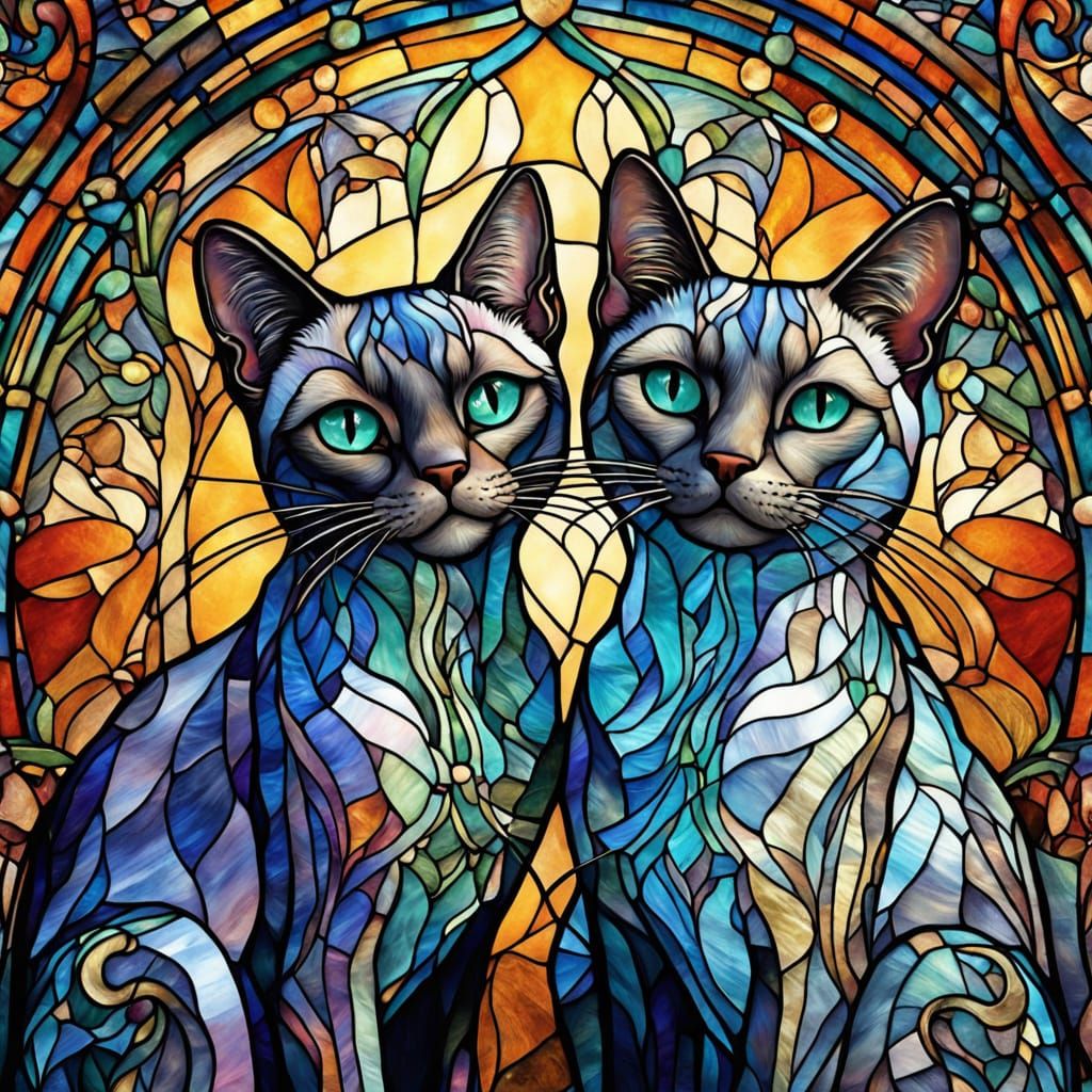 Stained glass cats  by @Melva Pearce
