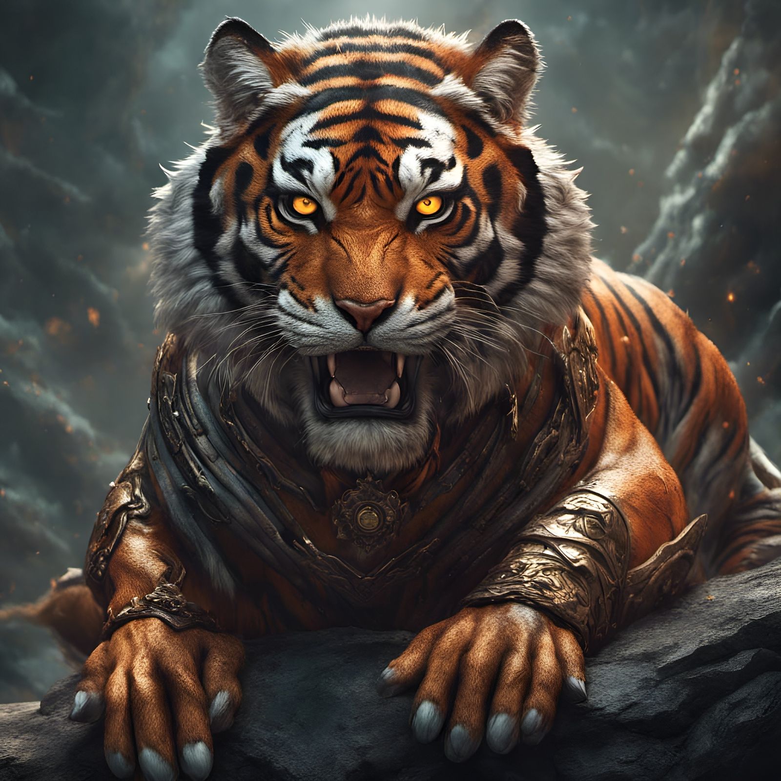 3D Tiger, angry, charged, cool, electric, tiger, HD phone wallpaper