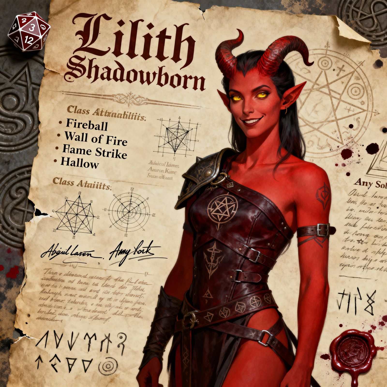 Lilith Shadowborn (D&D character sheet)