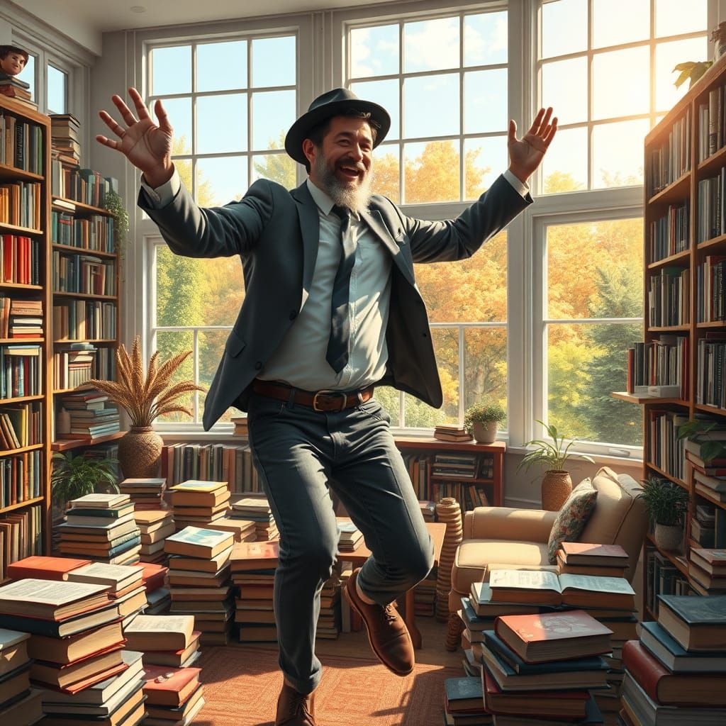Jewish Man Dances Amidst Passover Book Cleaning in Elegant H...