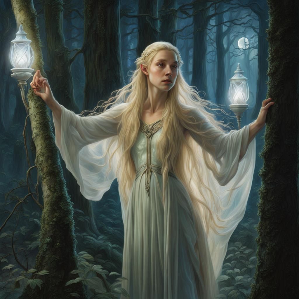 Galadriel in the forest - AI Generated Artwork - NightCafe Creator