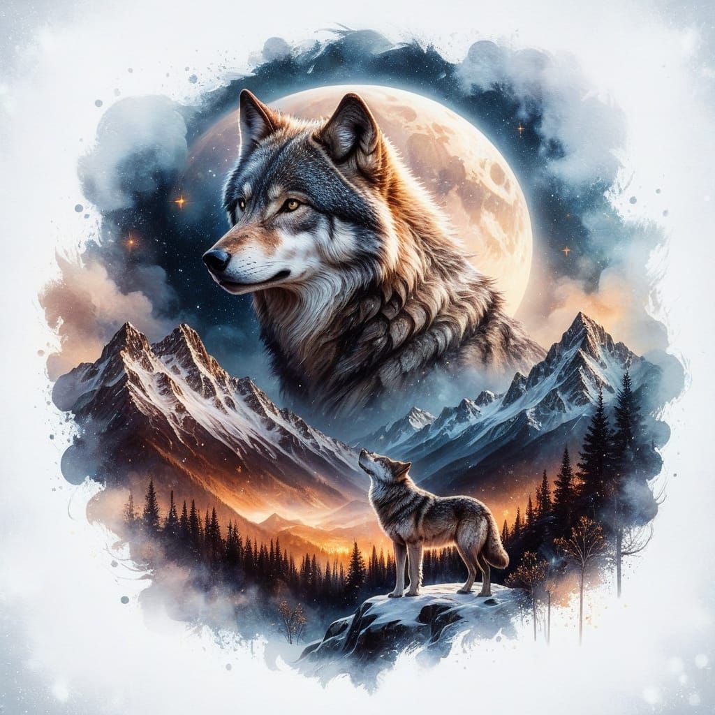 Wolf  Double Exposure 🐺✨ #2