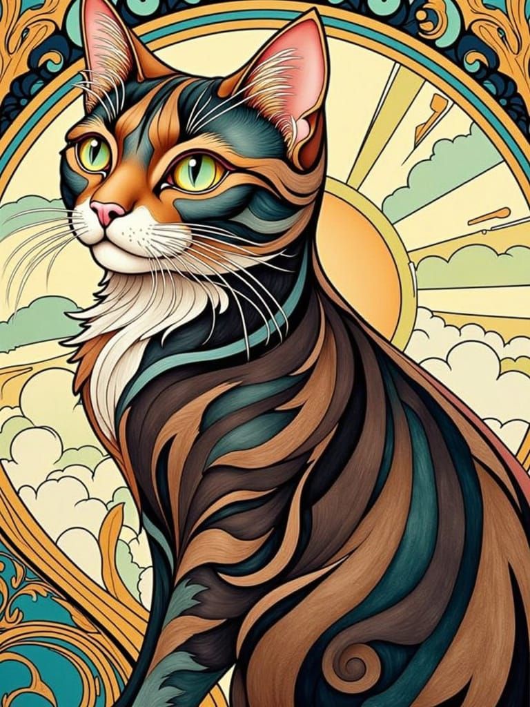 <lora:Catphonse Meowcha:1.0> <lora:Catphonse Moewcha:1.0> Stylized full body image of a small black and white cat, highly detailed, painted ...