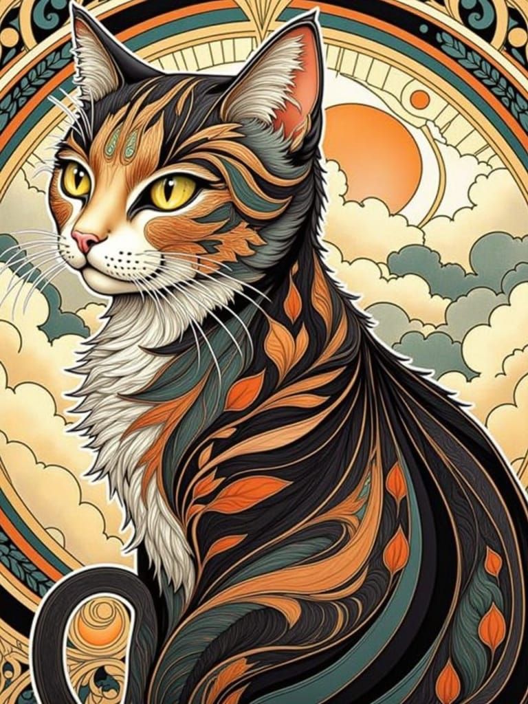 <lora:Catphonse Meowcha:1.0> <lora:Catphonse Moewcha:1.0> Stylized full body image of a small black and white cat, highly detailed, painted ...