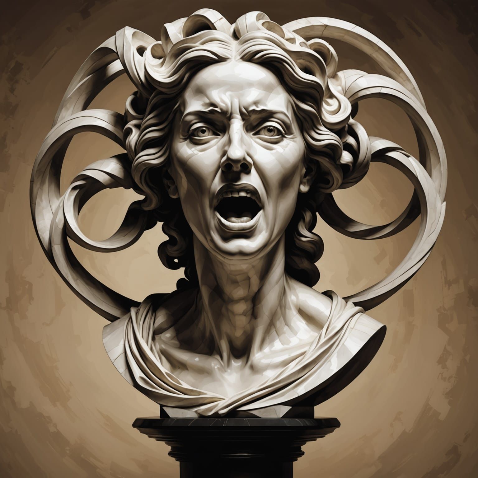 Baroque Woman in Agony, a Twist on Classic Forms - AI Art