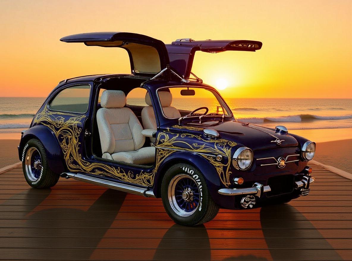 1973 Seat 600 D Special Gullwing Blue open doors