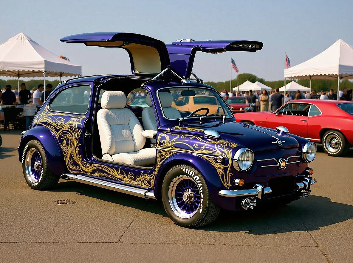 1973 Seat 600 D Special Gullwing Blue open doors