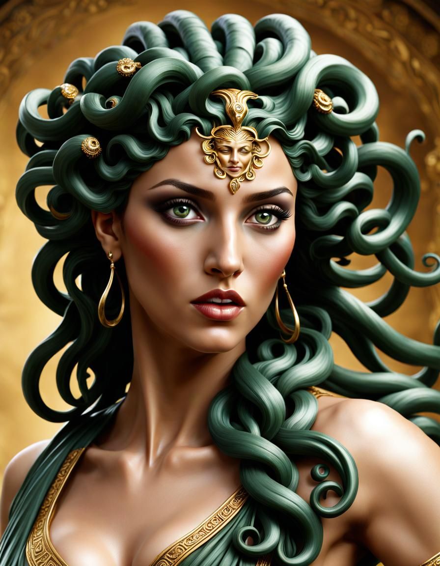 Stunning, beautiful Greek mythological Medusa: 16k: sharp focus: center ...