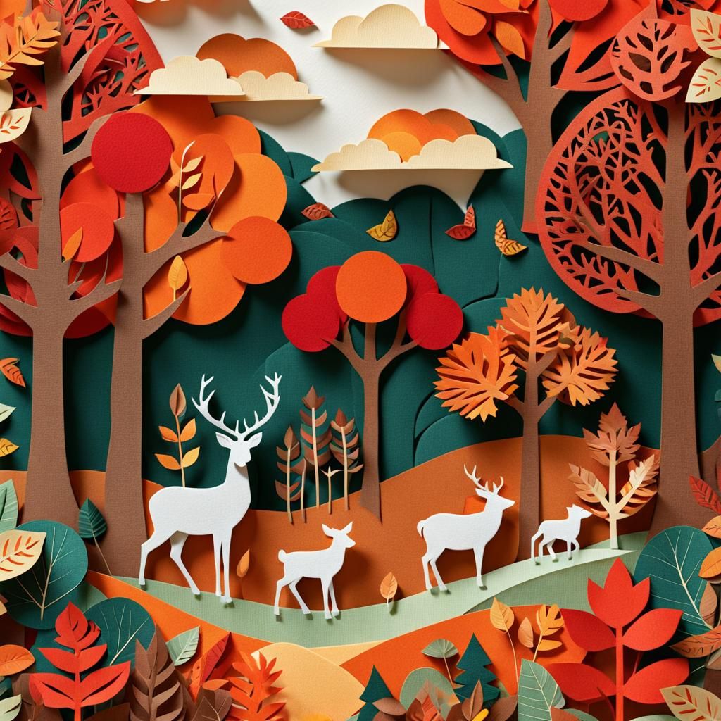Fall paper collage art