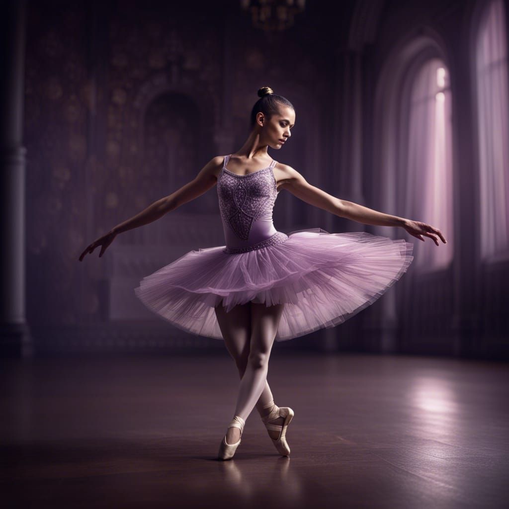 ballerina on pointe in light purple tutu