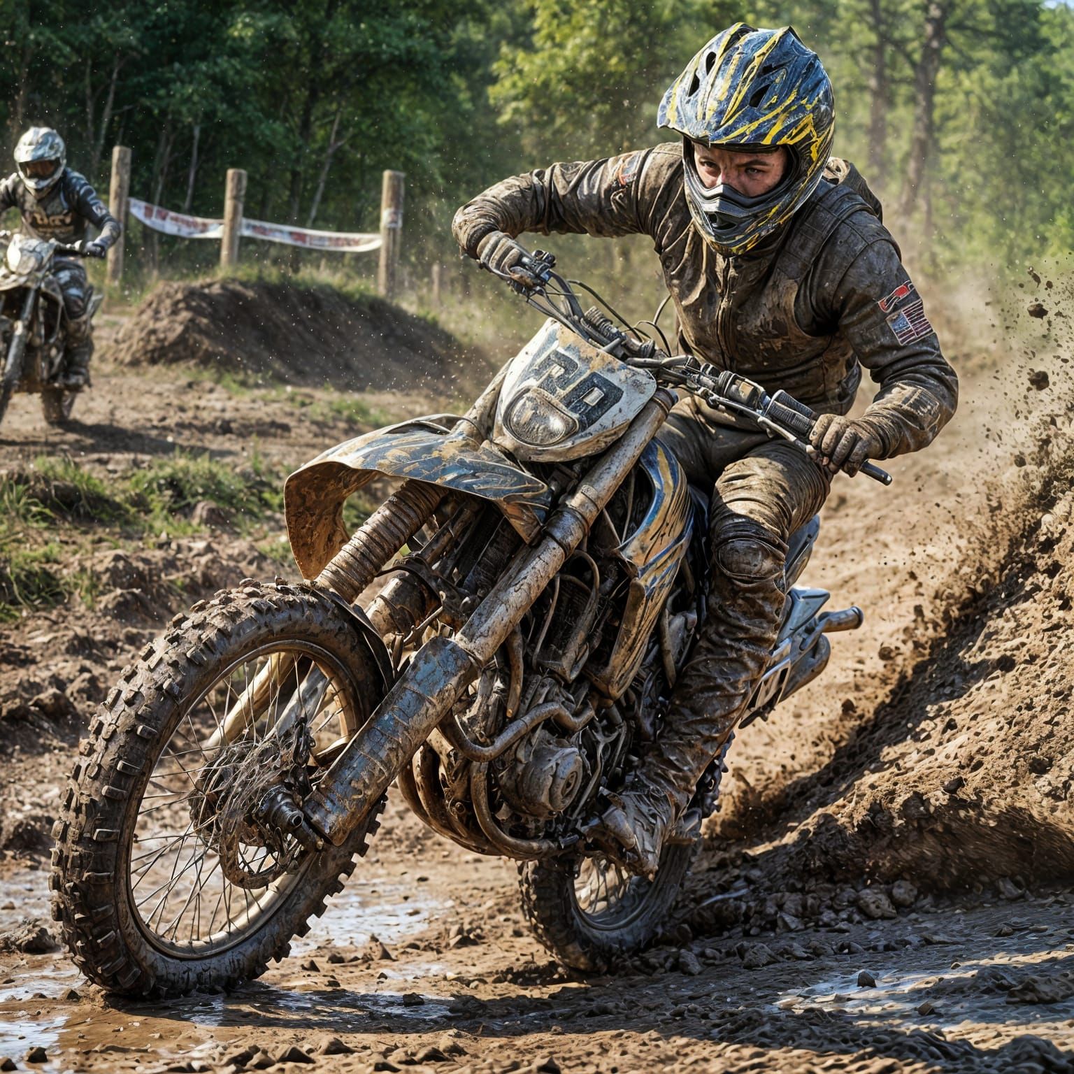 Muddy Off-Road Motorcycle Race in Cinematic Style