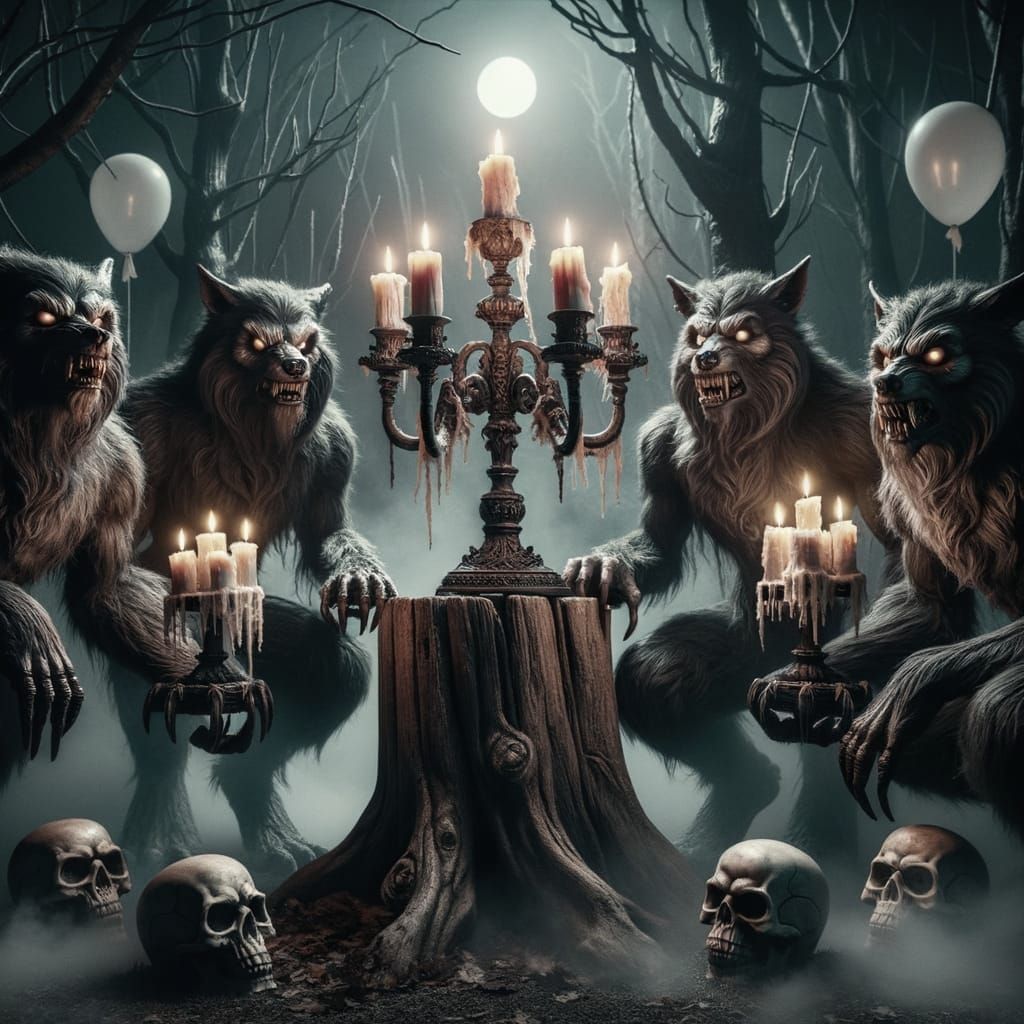 Werewolves birthday party in the forest