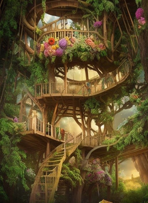 Inside a treehouse