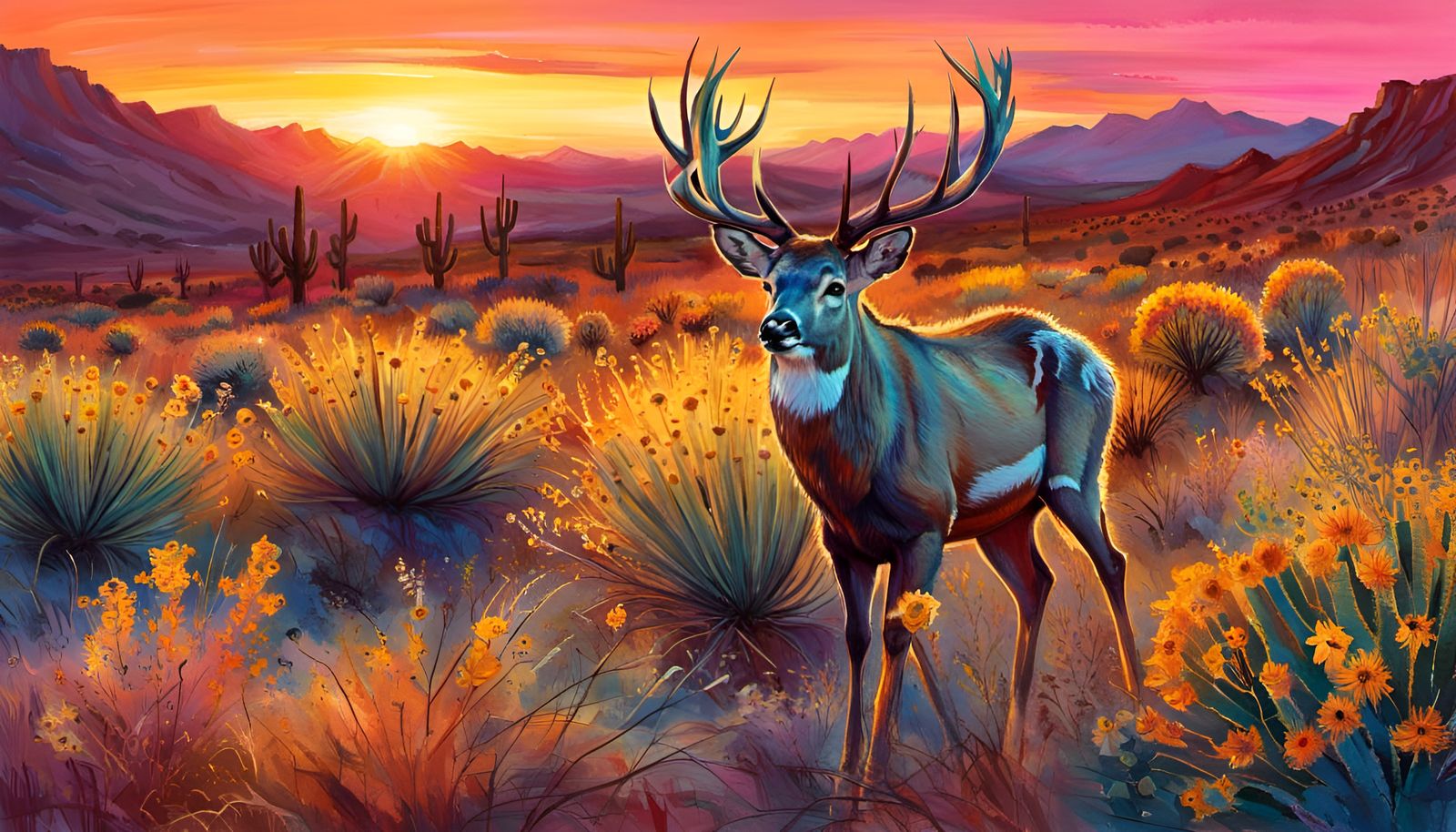 Mule deer, Sonoran Desert - AI Generated Artwork - NightCafe Creator