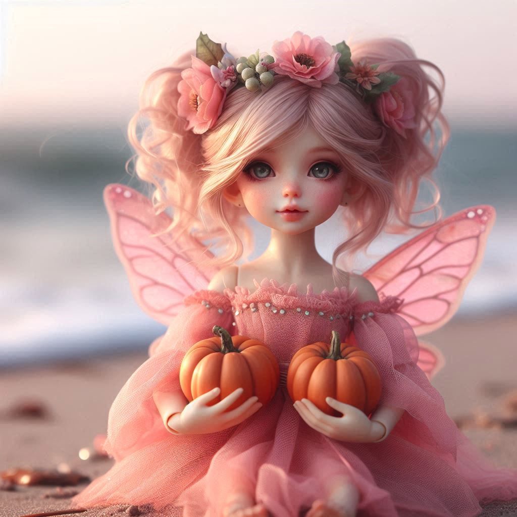 Fairy with pumpkins