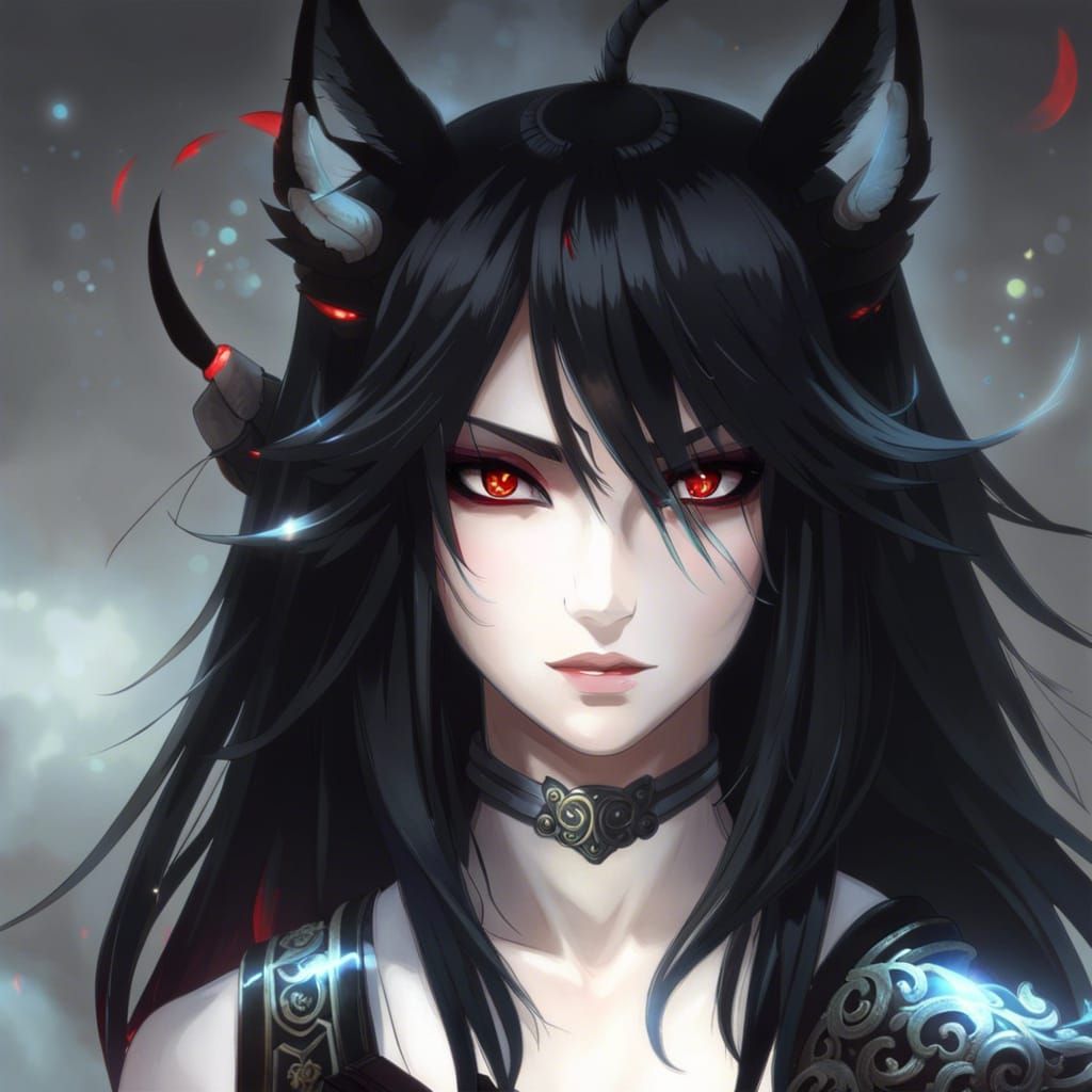 Red Eyed Wolf Girl 4 - AI Generated Artwork - NightCafe Creator