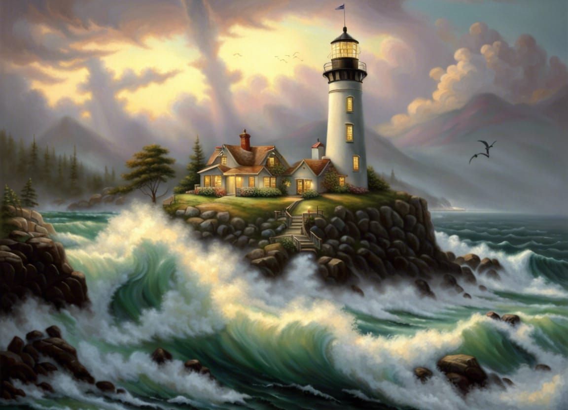 6 Word Prompt Challenge Ultrarealistic Lighthouse Thomas Kinkade Oil   QVMZcaCJEi9QUPRrFlY8  1  O1j2e 