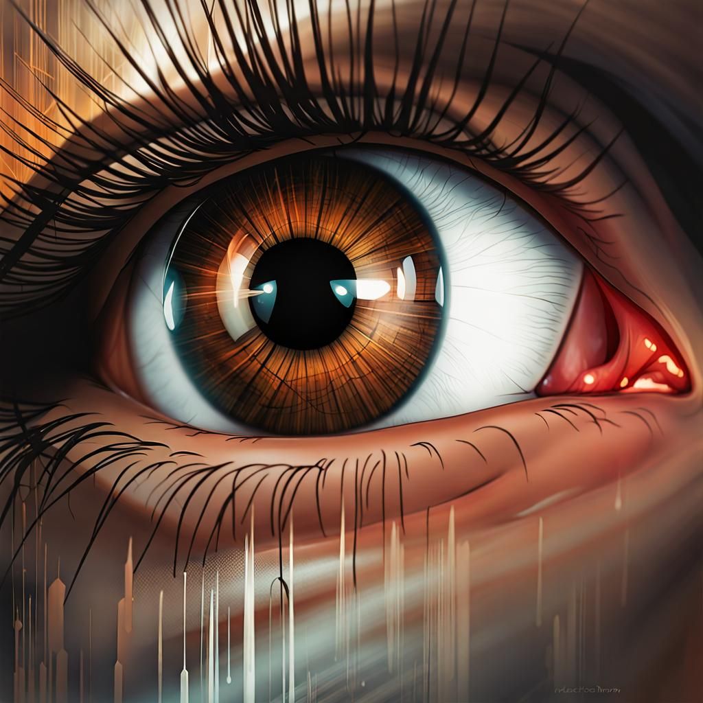 a close up of a person's eye
