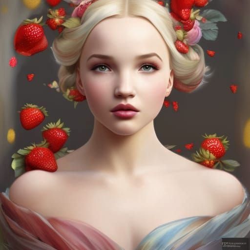 Dove Cameron Strawberry Princess Wearing Strawberry Hat/Crow...