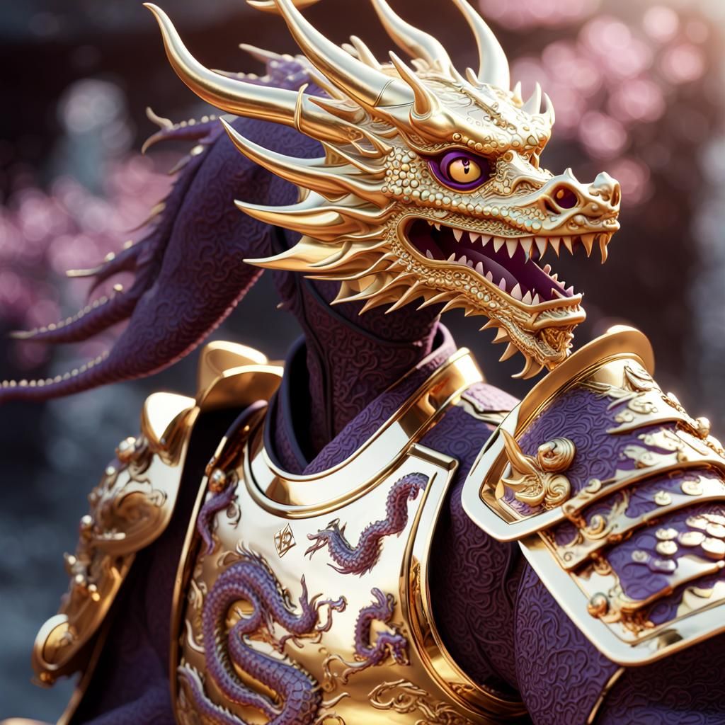 An ethereal "Death" as a samurai, with the most beautiful dragon