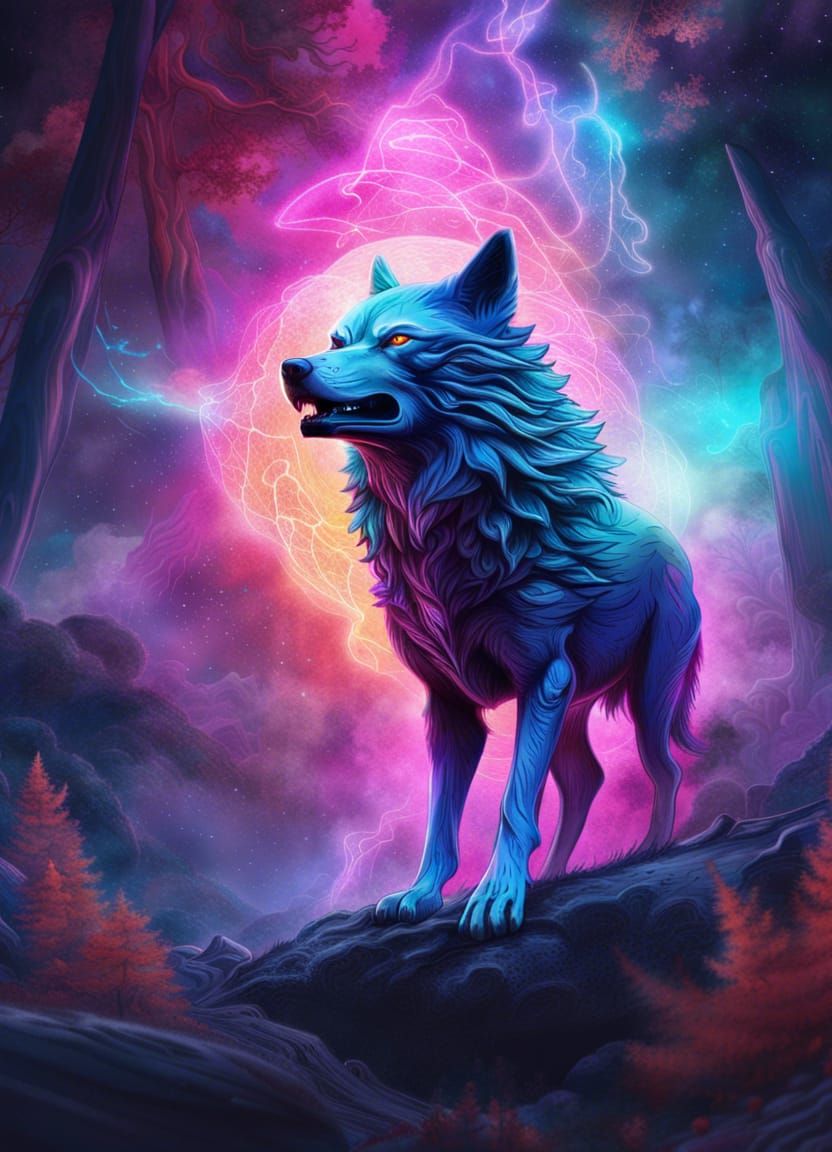 Outta world angry wolf - AI Generated Artwork - NightCafe Creator