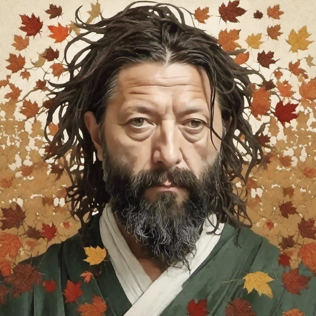 portrait of <lora:Mile:1.0> as samurai, Japanese autumn leav...