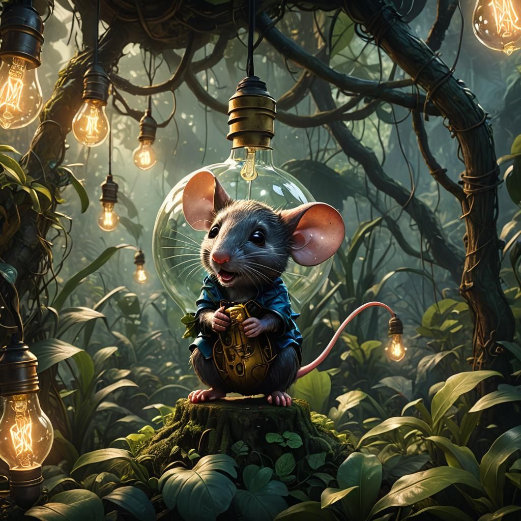 A comic mouse in a Light Bulb AI Generated Artwork NightCafe Creator