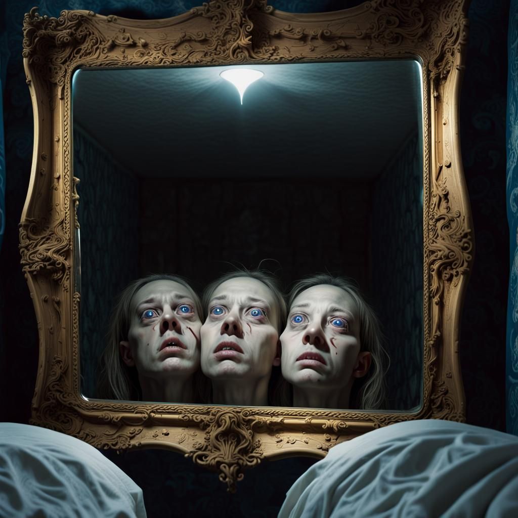 surreal astral projection ultimate dark vibes gloomy light hq 4k nightmare reality Upsidedown  bedroom 50/50 twin world mirror reflection un...