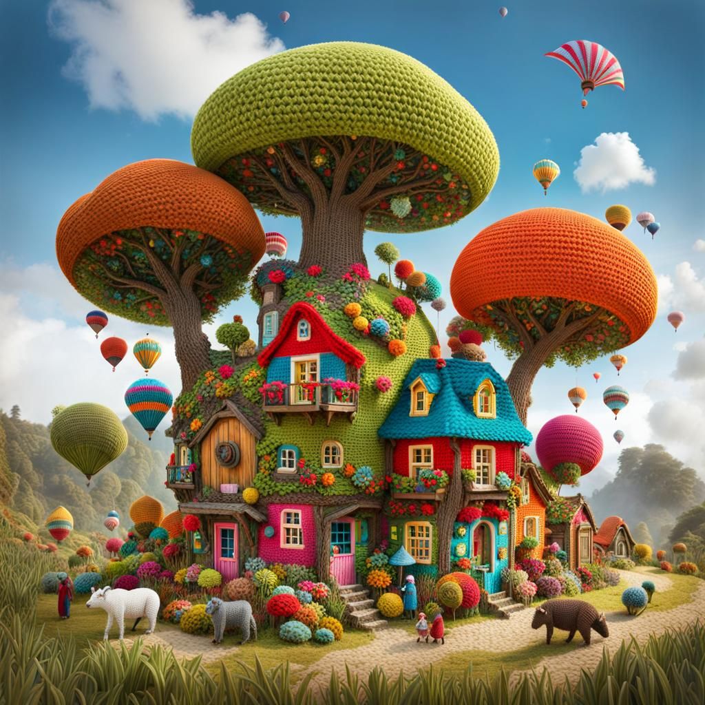 Crochet tree house   by @Axaliaa