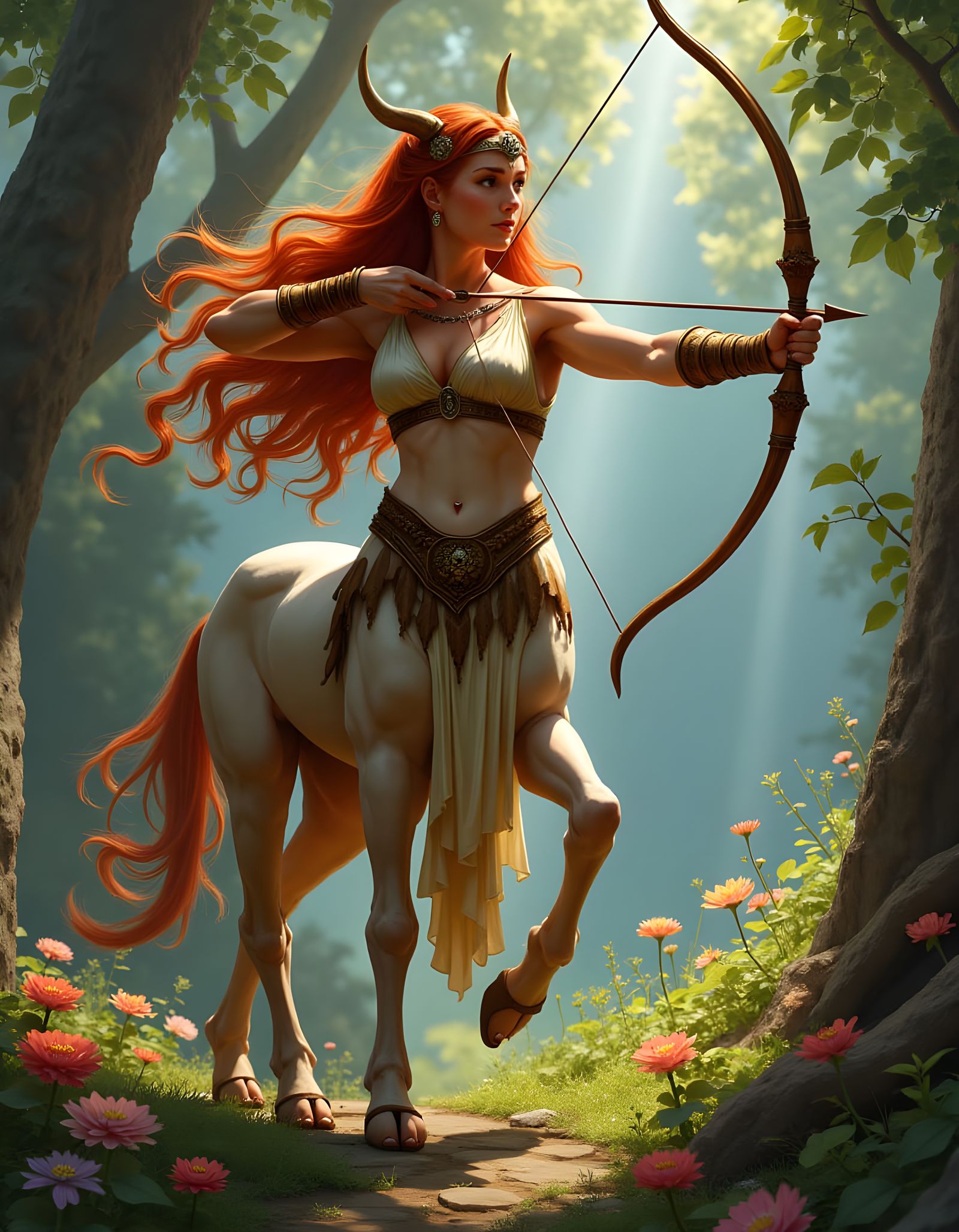 The beautiful red-haired centaur
