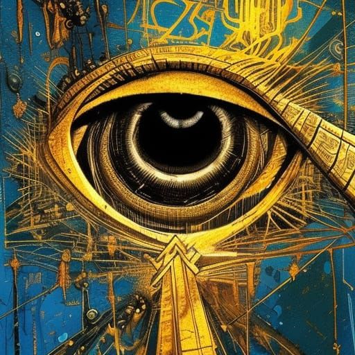 An ancient all seeing eye, watching. observing. judging. dar...