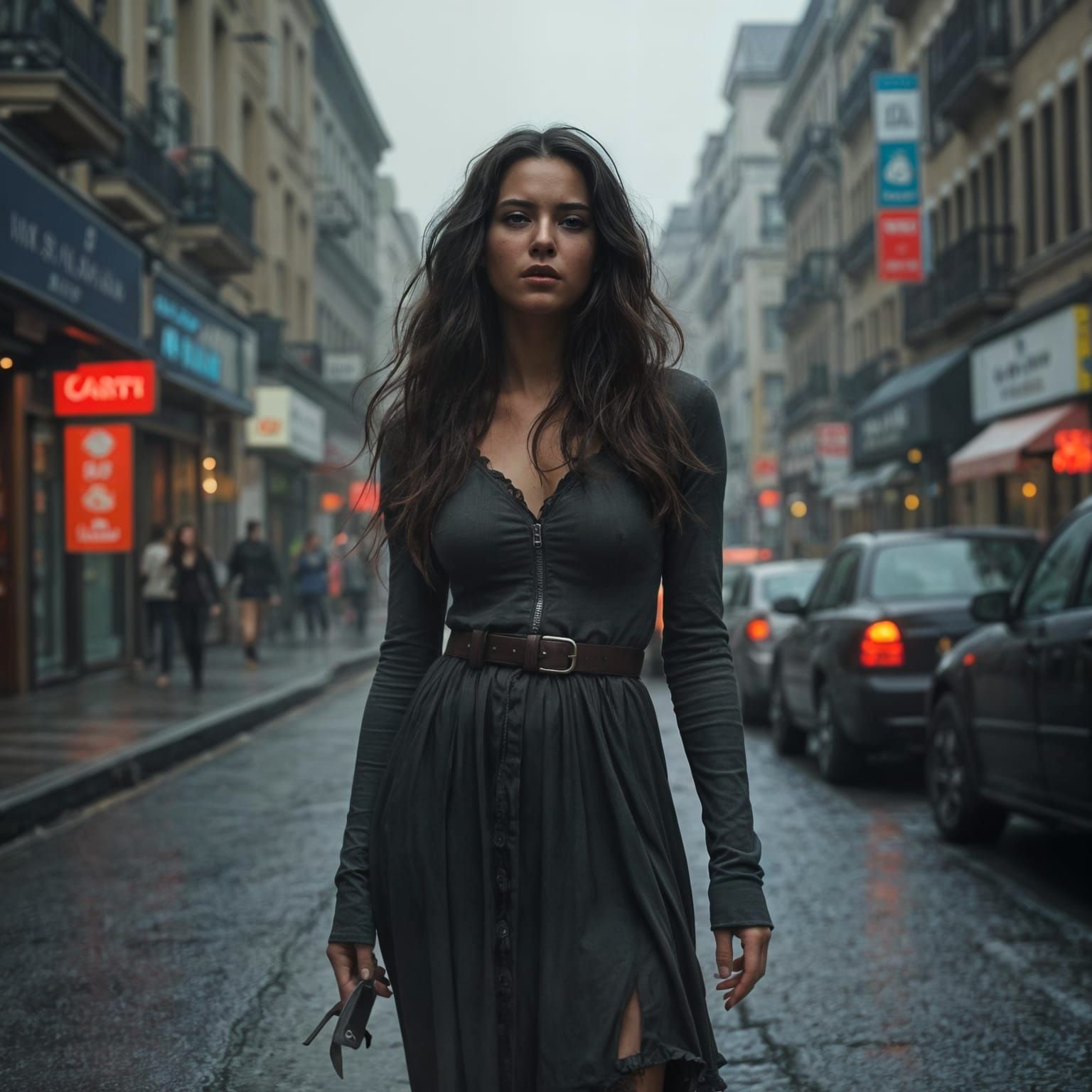 Rainy Ghostly Figure in a Mysterious Scene