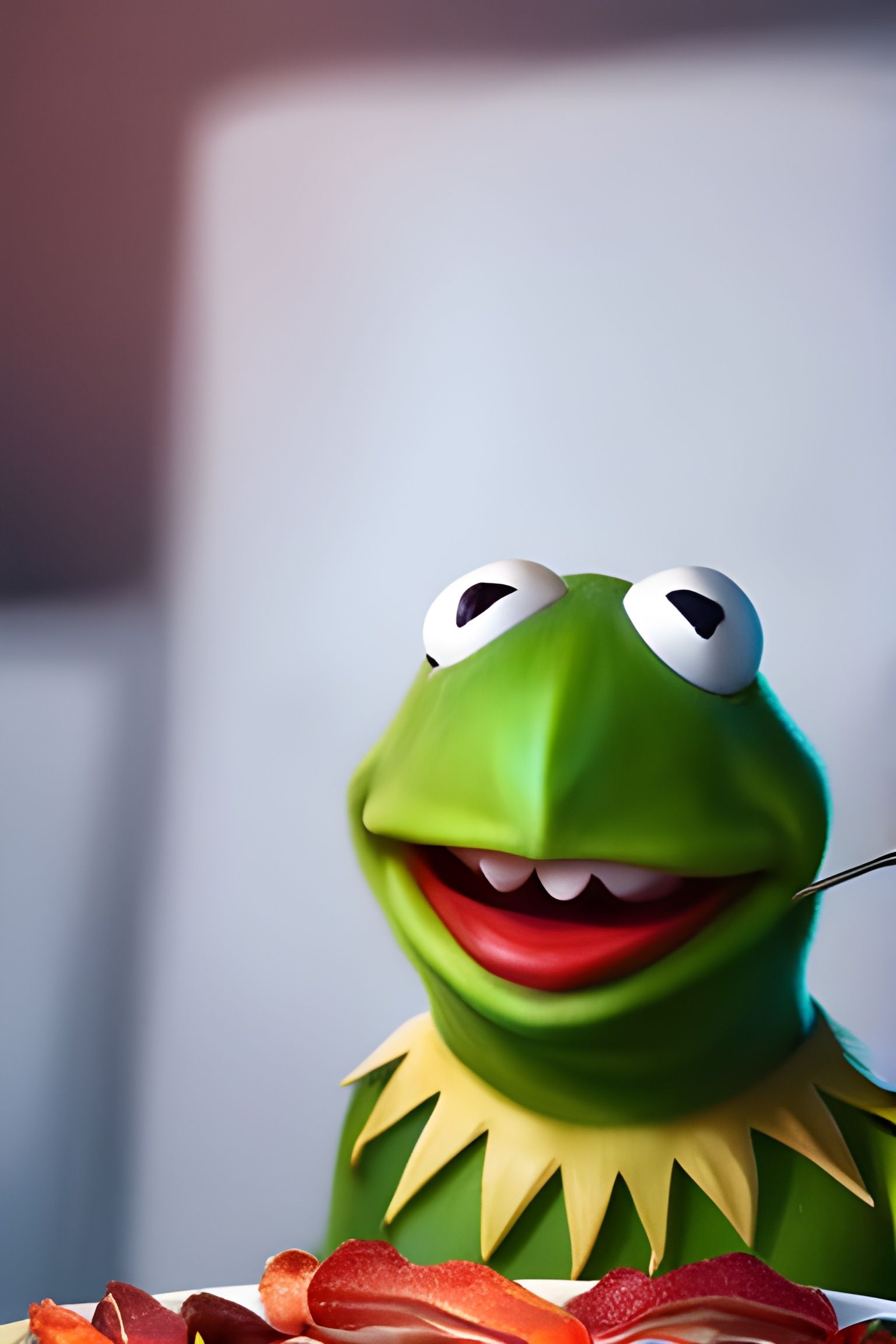 Kermit enjoying a fry up