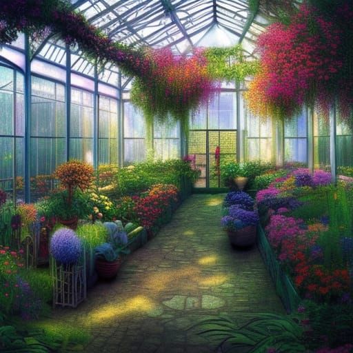 solarpunk greenhouse - AI Generated Artwork - NightCafe Creator