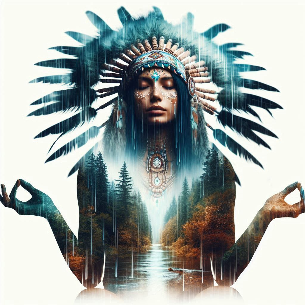 double exposure beautiful fantasy DALL-E 3 portrait landscape..