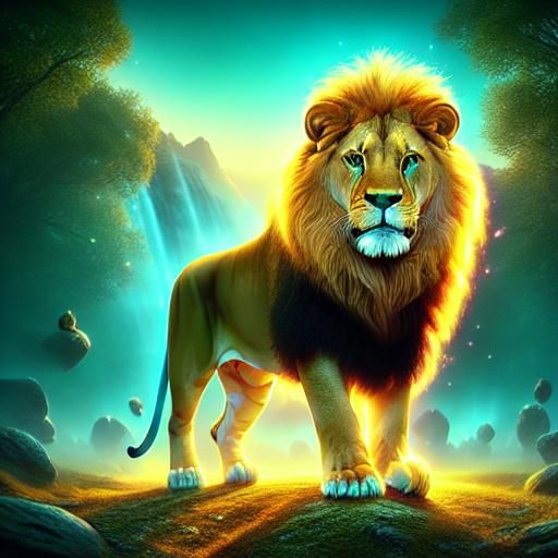 <lora:Insane light effects:1.0> Lion glowing