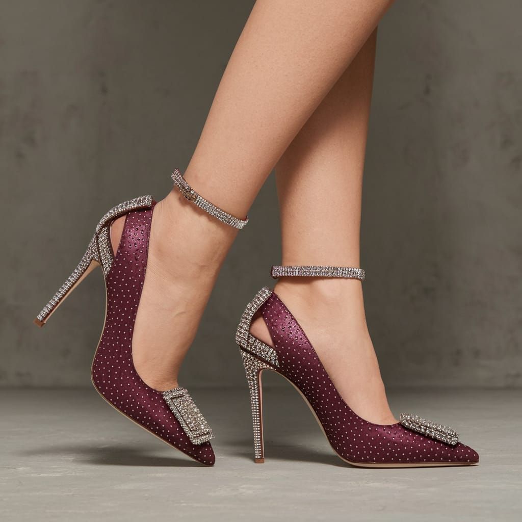 Surreal high heels burgundy with diamonds  by @ViMa