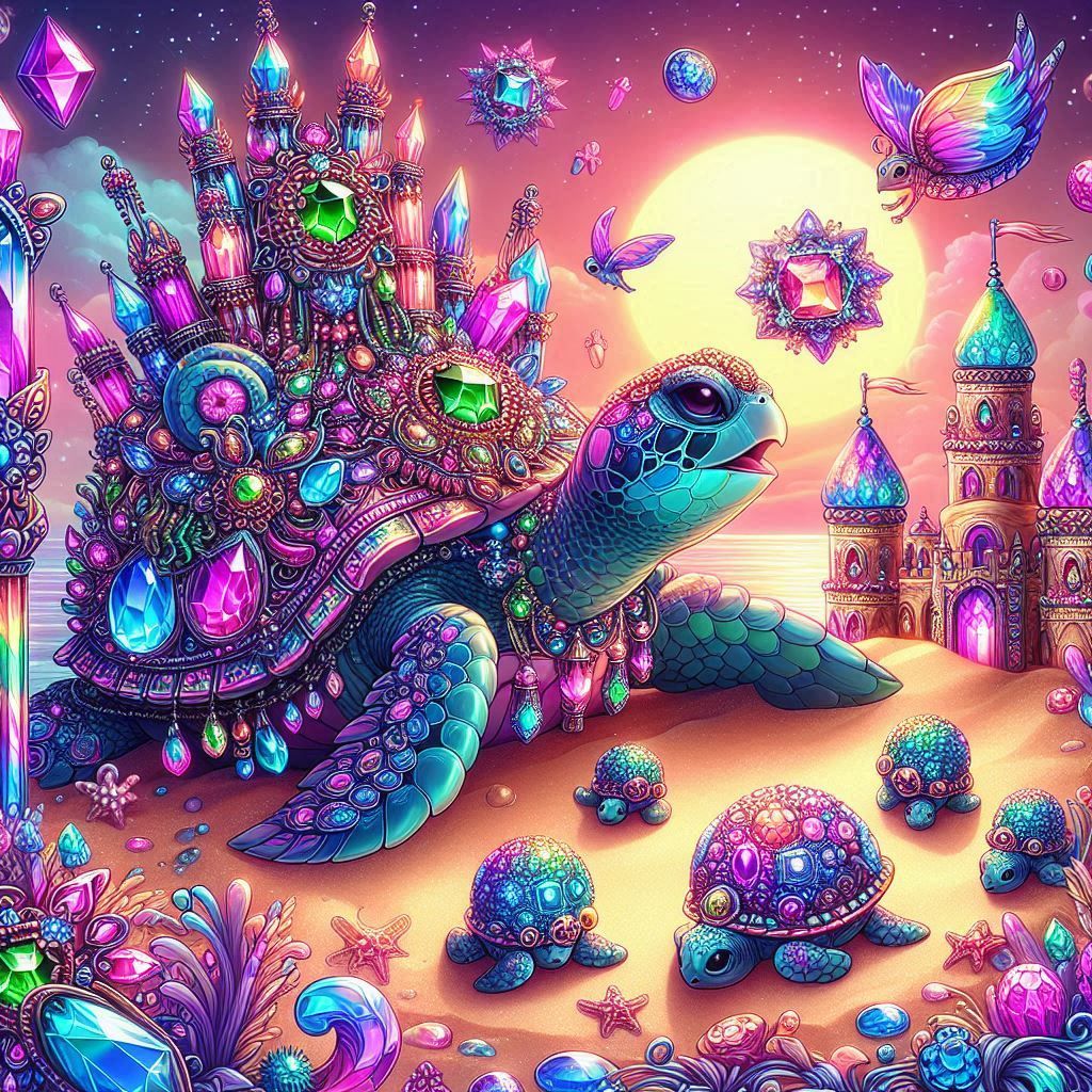 goth punk sea turtle & baby sea turtles